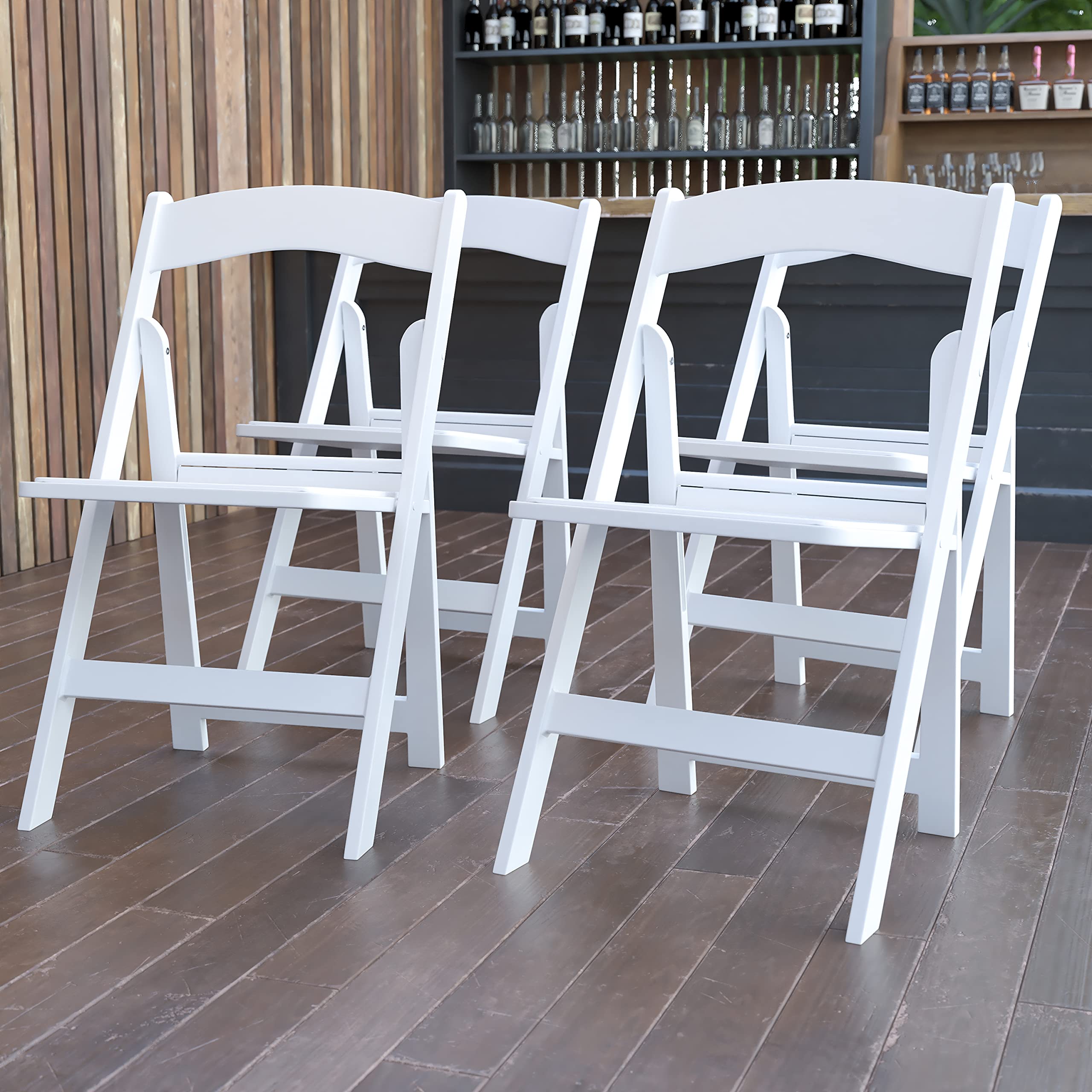 4-Pack White Resin Folding Chairs - 800LB Weight Capacity, Lightweight & Comfortable Event Chairs for Indoor/Outdoor Parties, Weddings, Picnics, and Camping