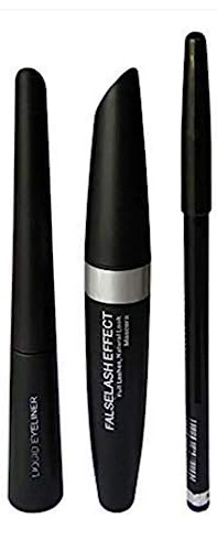 LIFE COSMETICS Waterproof Eye Makeup Kit - Long Lasting Eyeliner, Volumizing Mascara & Eyebrow Pencil (3-Piece Set) | Perfect for Day to Night Looks, Parties & Special Occasions