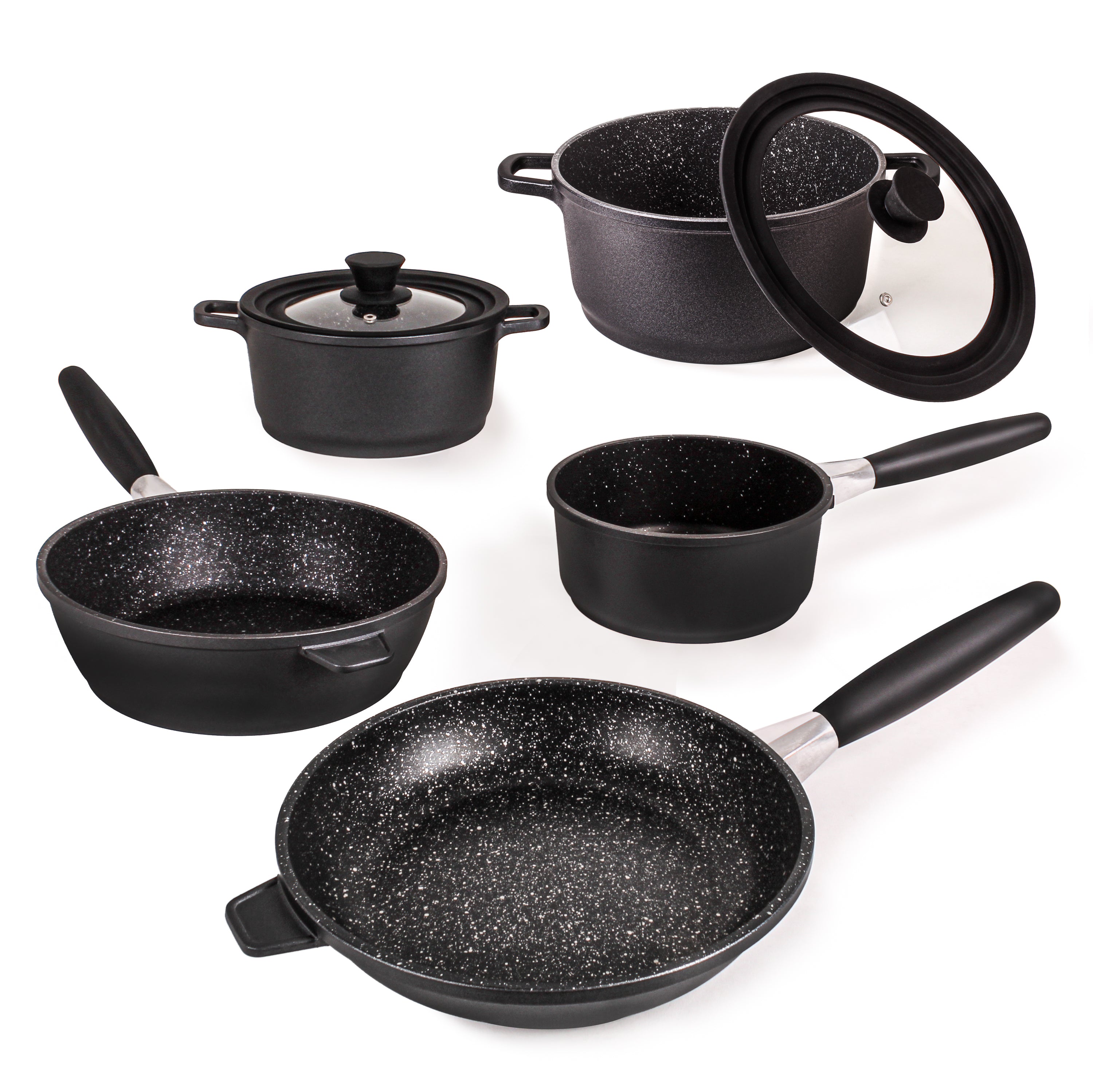 BergHOFF EuroCAST 7-Piece Nonstick Cookware Set - Premium Ceramic Coated Pots and Pans for Professional Cooking | Perfect for Gas, Electric & Induction Stovetops | Ideal for Home Chefs & Restaurant Use