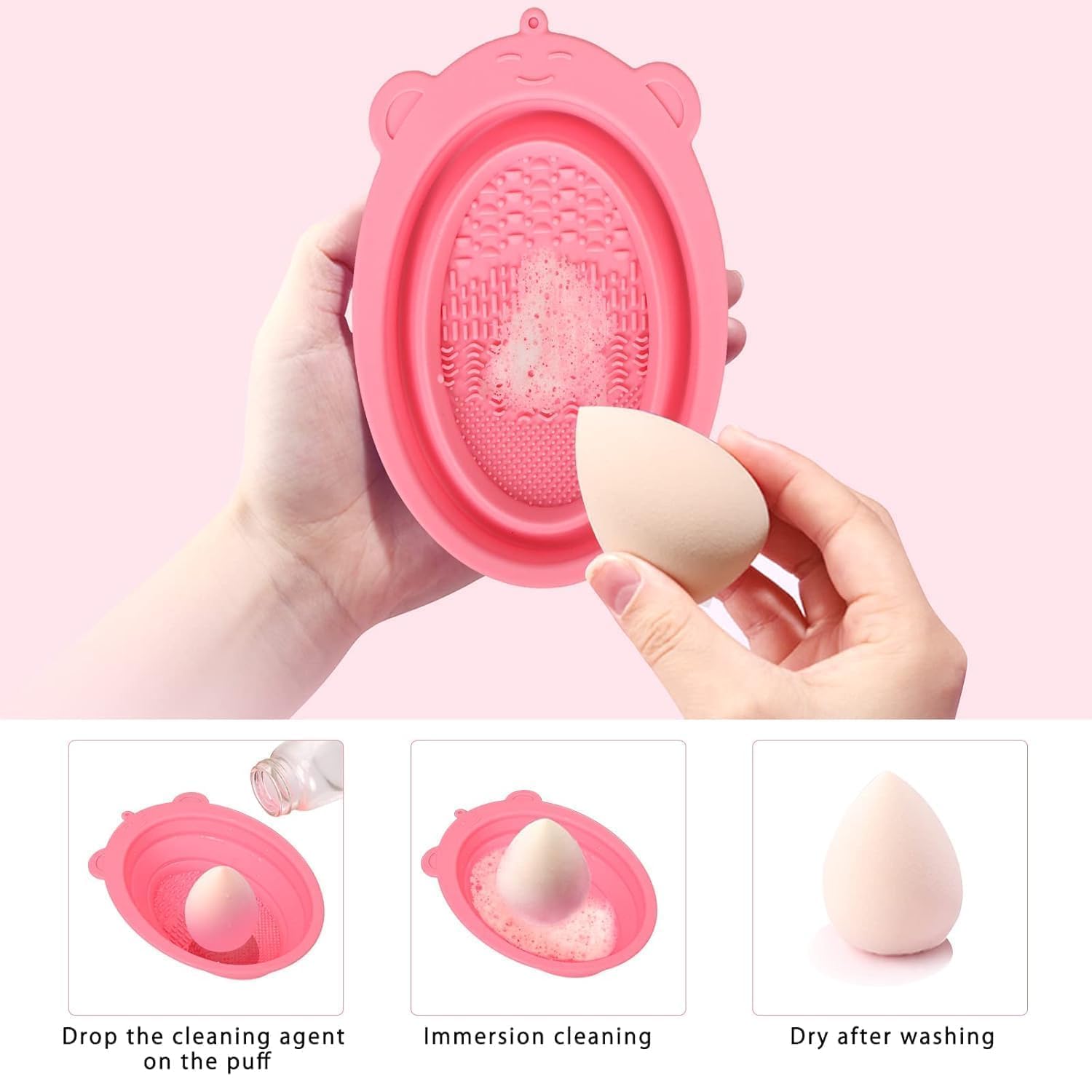 MobFest® Flexible Silicone Makeup Brush Cleaner - Foldable Cleaning Bowl for Cosmetic Brushes, Sponge & Powder Puff - Scrub Pad & Tray - Multicolor (Medium, 2-Pack) | Perfect for Travel & Home Makeup Organization