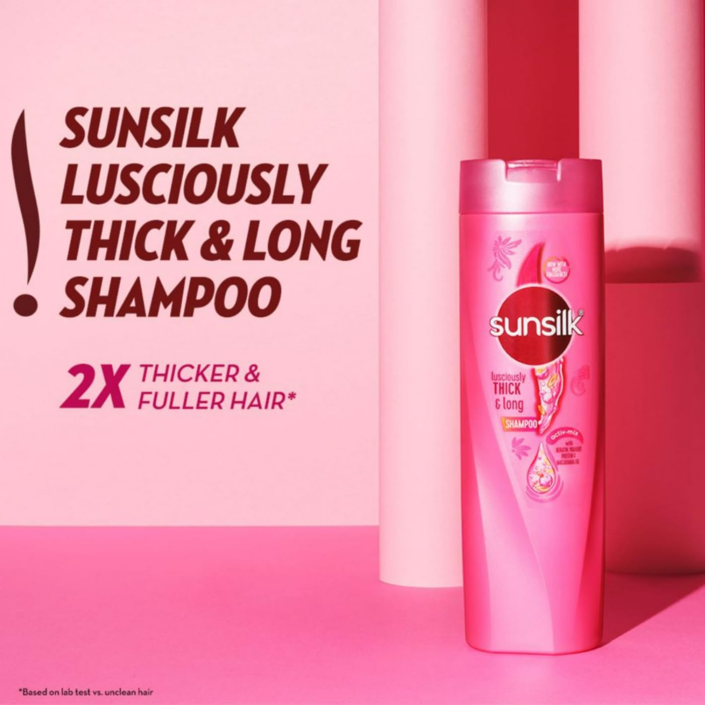Sunsilk Lusciously Thick & Long Shampoo with Keratin, Yogurt Protein & Macadamia Oil - 2X Thicker & Fuller Hair Treatment - 1 Liter Bottle - Perfect for Damaged, Thin Hair & Daily Volume Boost