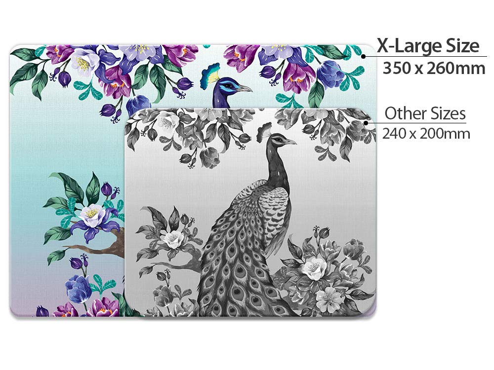 Extra Large Non-Slip Rectangle Mouse Pad - WIRESTER Peacock Flower Design for Home Office & Gaming Desk | Perfect for PC, Laptop & Computer Workstations