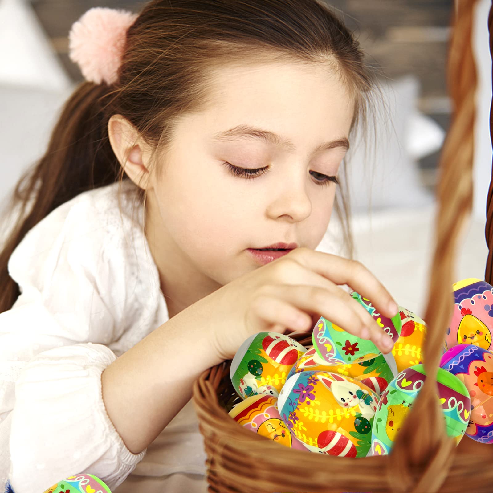 50 Pack Glow in the Dark Easter Egg Wraps - Heat Shrink Plastic Sleeves for 2.4 Inch Easter Eggs, Bunny Chicken Egg Decorations - Perfect for Easter Party Favors, Egg Hunt Decor & Spring Festival Crafts
