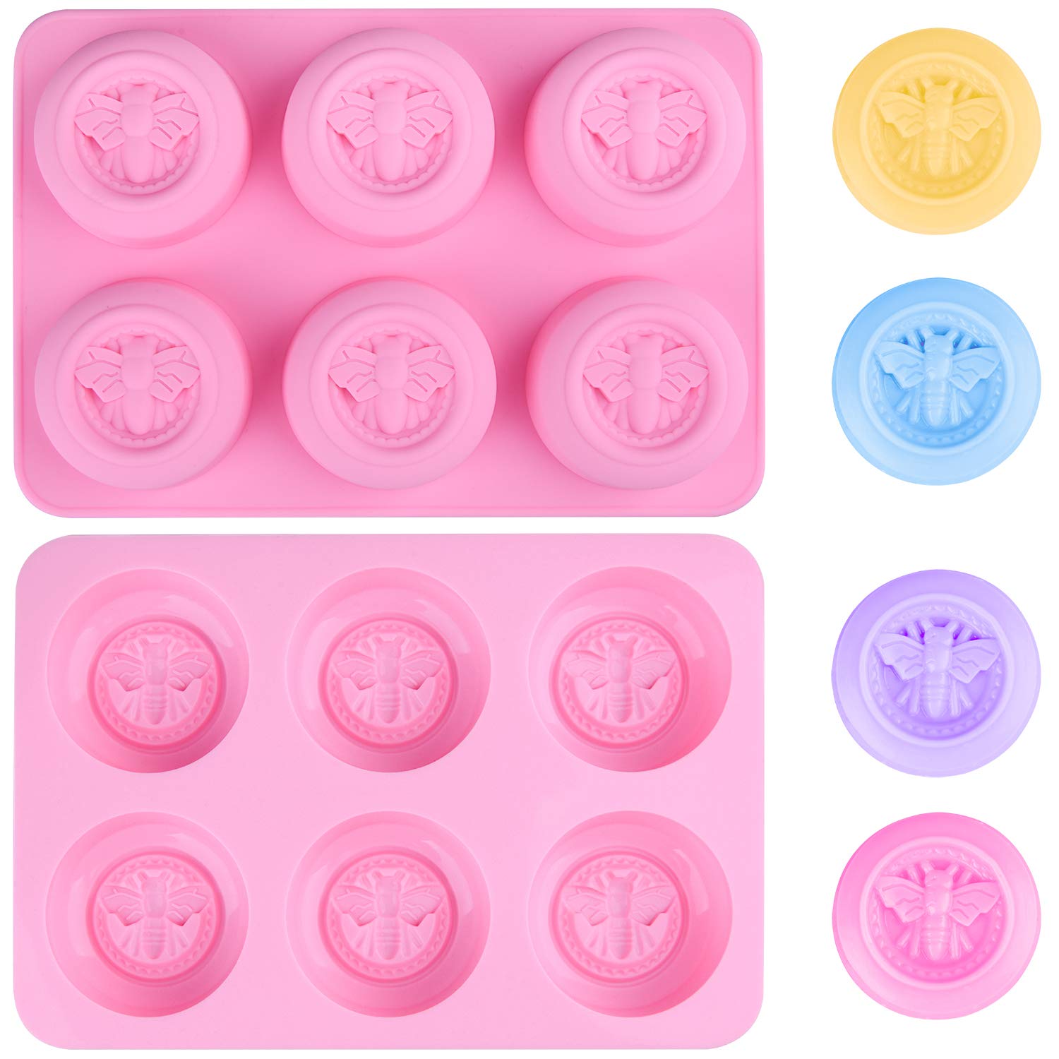 Premium Round Honeybee Silicone Molds for DIY Bath Bombs, Soap Making, Lotion Bars, Candles & Desserts - Perfect for Baking, Crafts & Home Spa Gifts