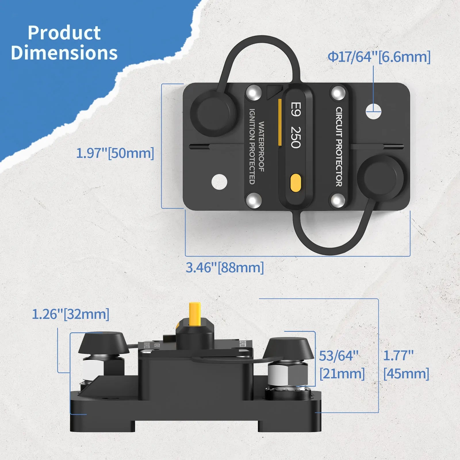 Redodo 250A Circuit Breaker - High Amp DC Circuit Protection for RV, Marine, Solar & Off-Grid Power Systems | Waterproof & Durable Electrical Switch
