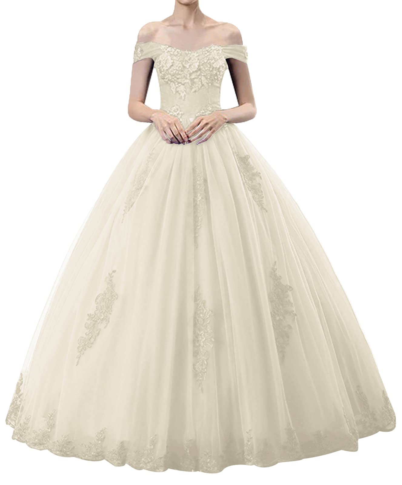 Elegant Long Formal Evening Gowns for Prom, Quinceañera & Ball - Off Shoulder Lace Prom Dress for Special Occasions & Dances