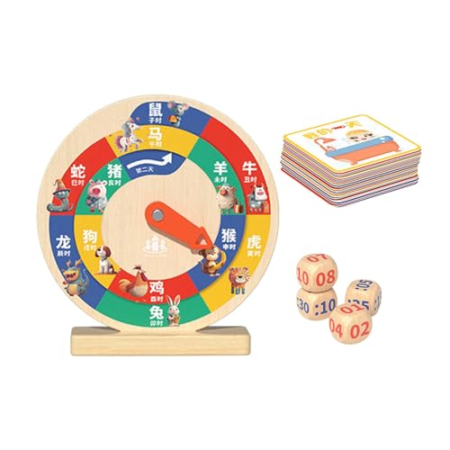 Wooden Learning Clock Toy for Kids - Montessori Sensory Teaching Clock for Time Practice - Perfect for Playroom, Classroom & Homeschooling Activities