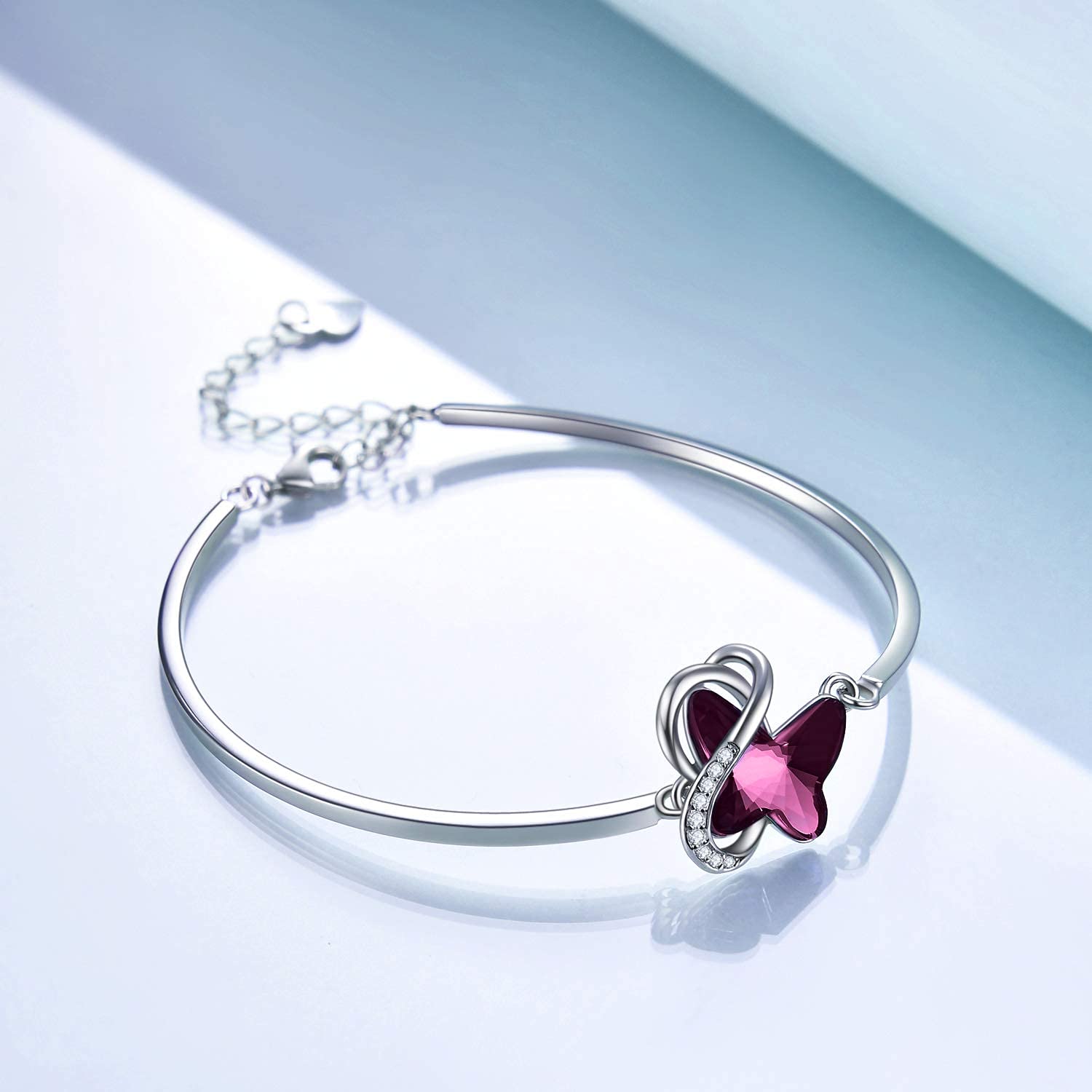 AOBOCO Sterling Silver Infinity Butterfly Necklace, Earrings & Bracelet Set with Austrian Crystals - Elegant Jewelry Gift for Women, Butterfly Lovers - Perfect for Anniversary, Birthday & Special Occasions