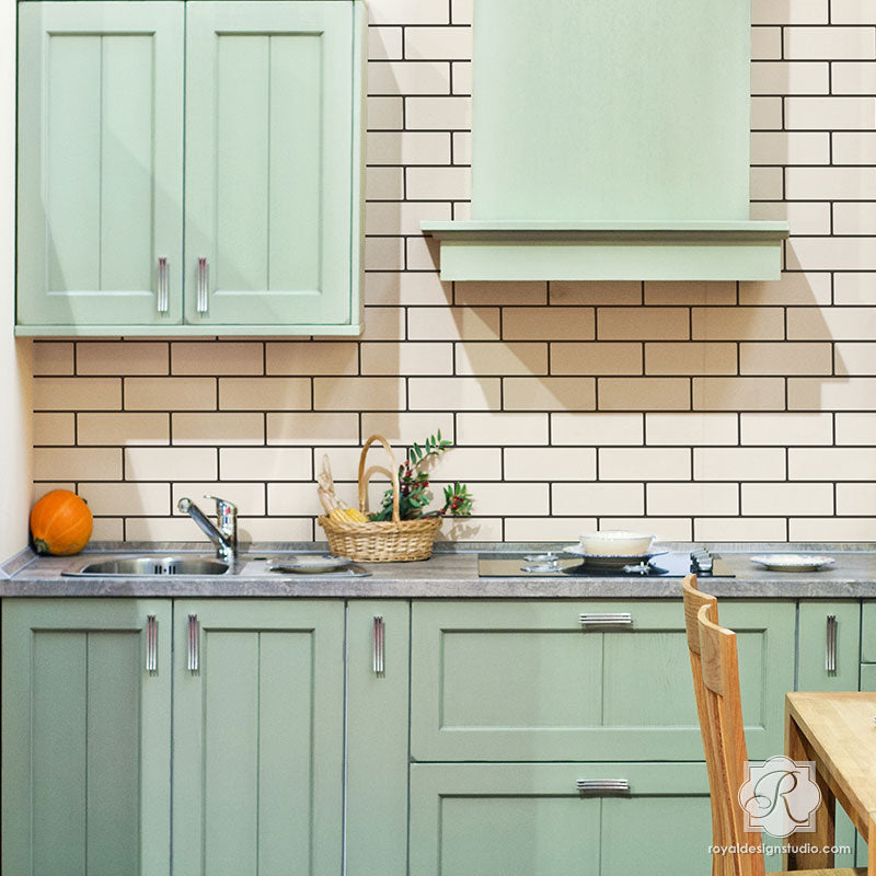 Premium Subway Tile Wall Stencil Kit - DIY Peel and Stick Backsplash Template for Kitchen, Bathroom & Home Decor | Easy to Use for Tiling Projects