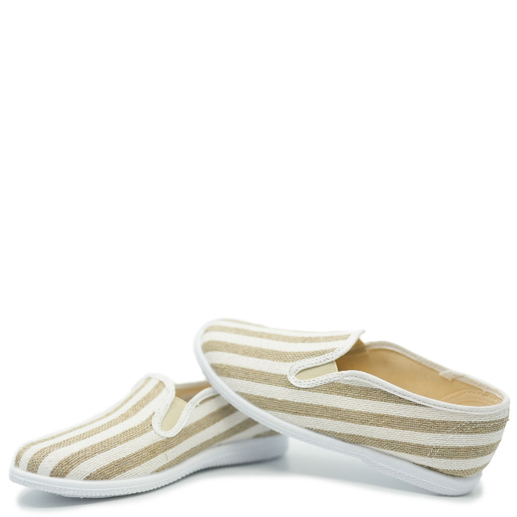 Pepe Linen Stripe Slip On Shoes for Men & Women - Breathable Comfortable Casual Loafers for Summer Beach, Travel & Home Wear