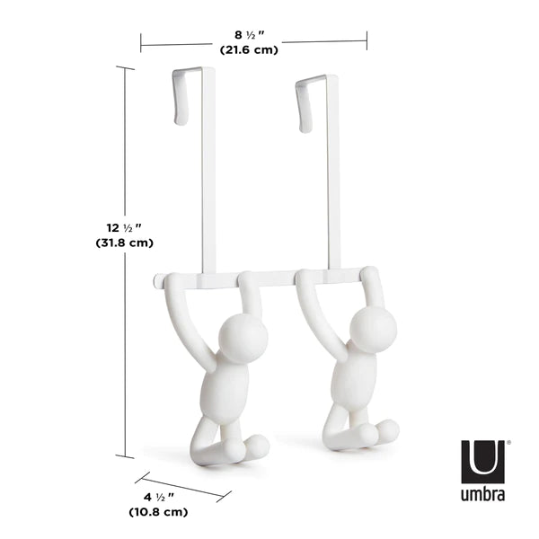 Over The Door Hooks - Set of 2 White Space-Saving Hooks for Bathroom, Bedroom & Closet Organization