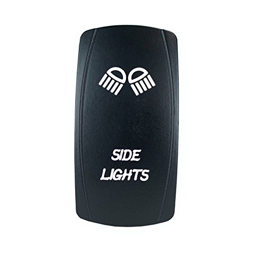 STV Motorsports 20A 12V Laser Backlit White Rocker Switch with LED Side Lights - On/Off Toggle for Car, Boat, RV & Off-Road Vehicles - Perfect for Dashboard, Control Panel & Custom Automotive Lighting