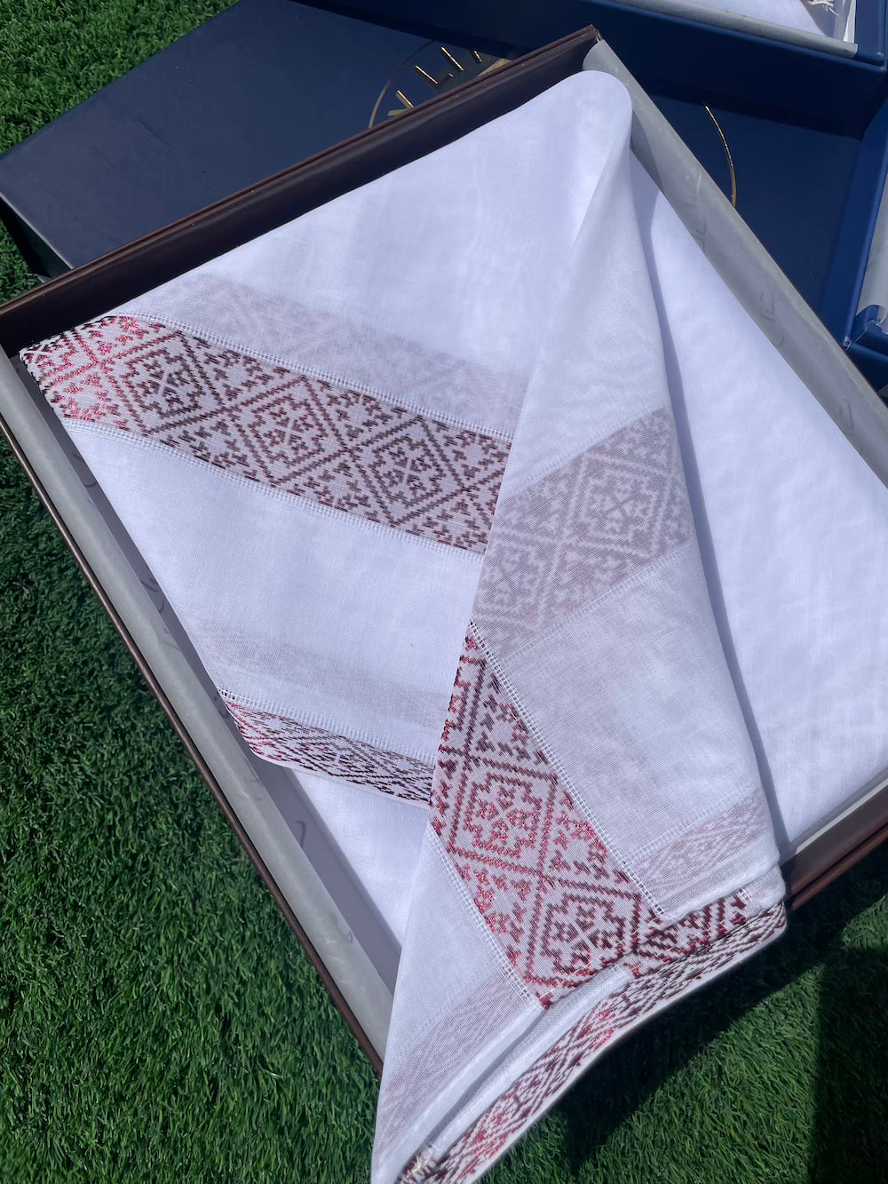 Premium Berry Keffiyeh Shemagh Scarf with Metallic Border - 54