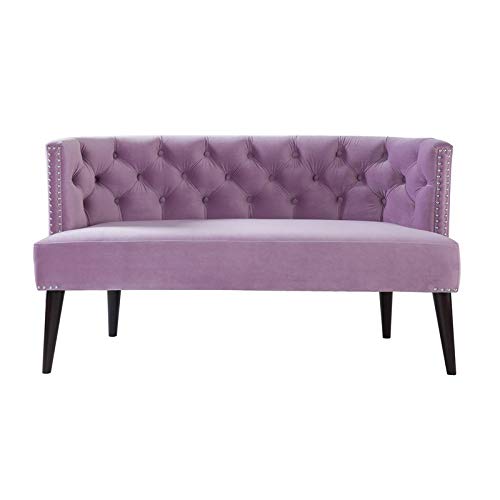 Brika Home Tufted Settee in Lavender - Elegant Upholstered Loveseat for Living Room, Bedroom or Office - Perfect for Small Spaces and Cozy Seating