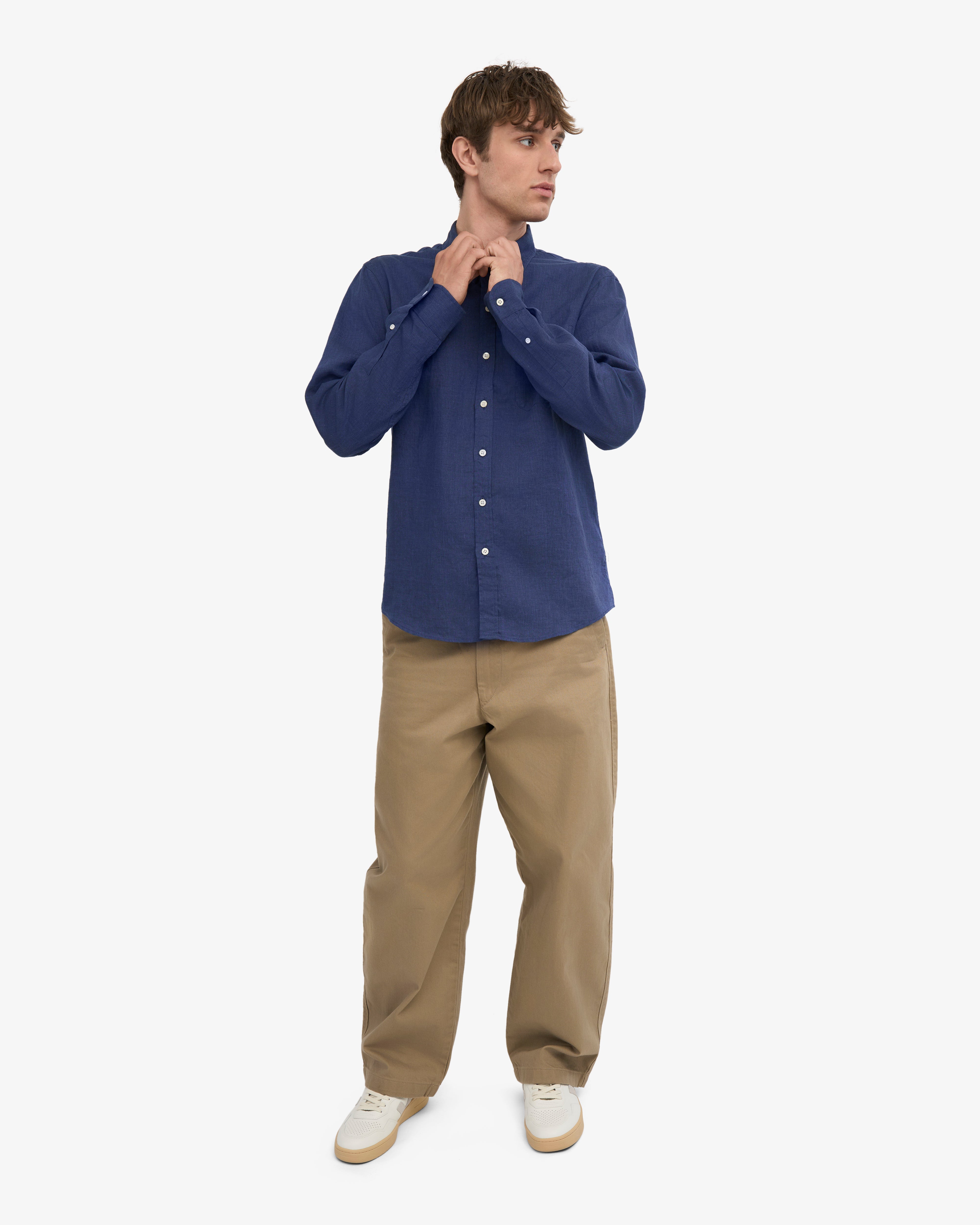 Premium Linen Shirt for Men - Breathable & Comfortable Petrol Blue Casual Button Down Shirt - Perfect for Summer, Beach, and Outdoor Activities