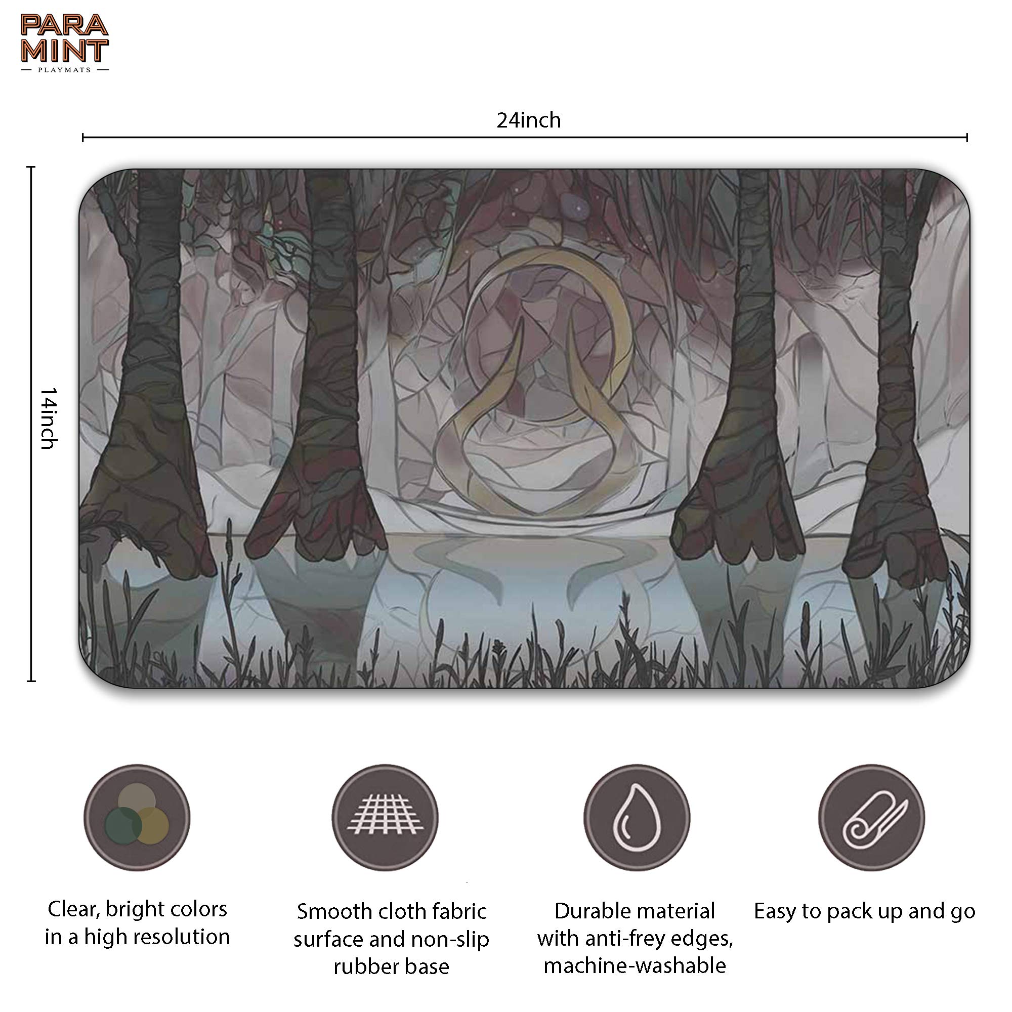 Swamp Mana Scenery Stained Glass Stitched MTG Playmat - Magic The Gathering, YuGiOh & TCG Compatible Gaming Mat - Premium Original Art Design for Card Game Enthusiasts - Perfect for Tournaments, Casual Play & Collectors