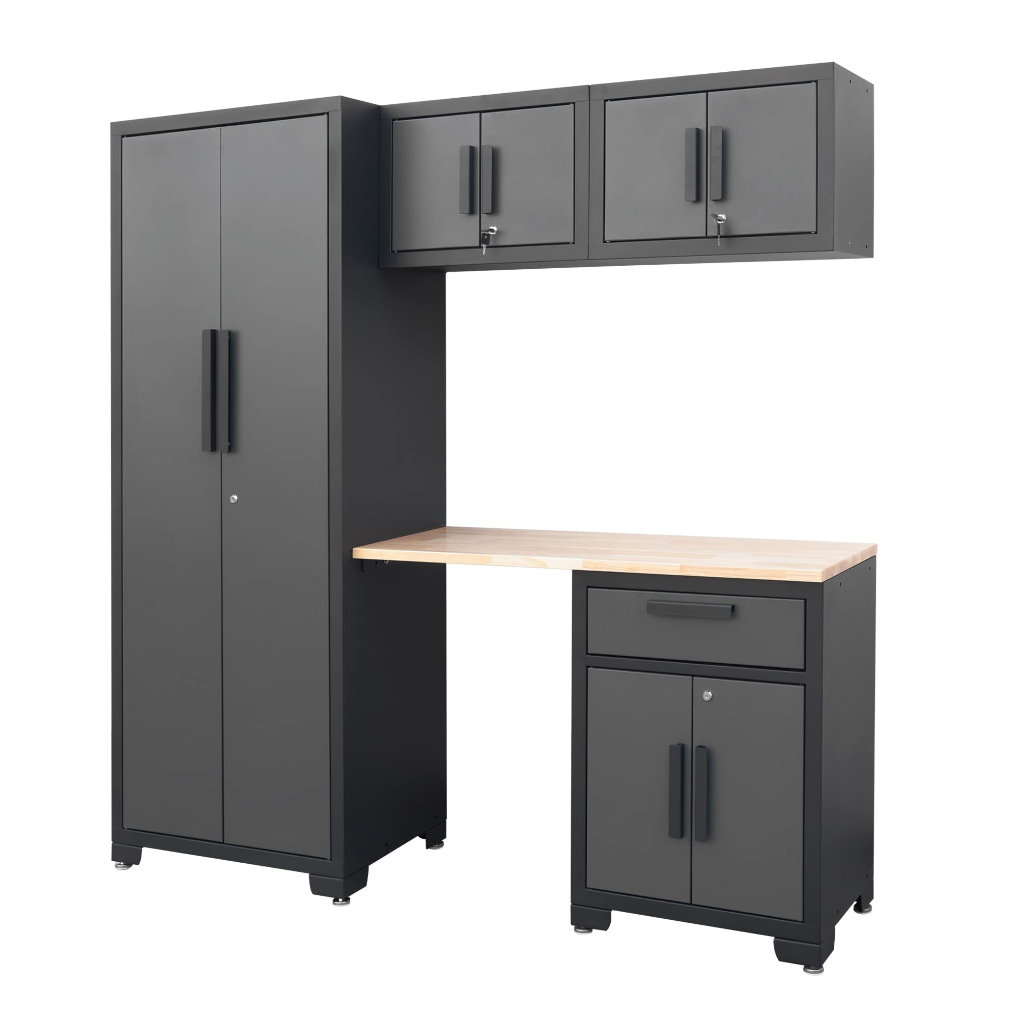 Torin 5-Piece Garage Storage System - Steel Cabinets & Workbench for Garage Organization