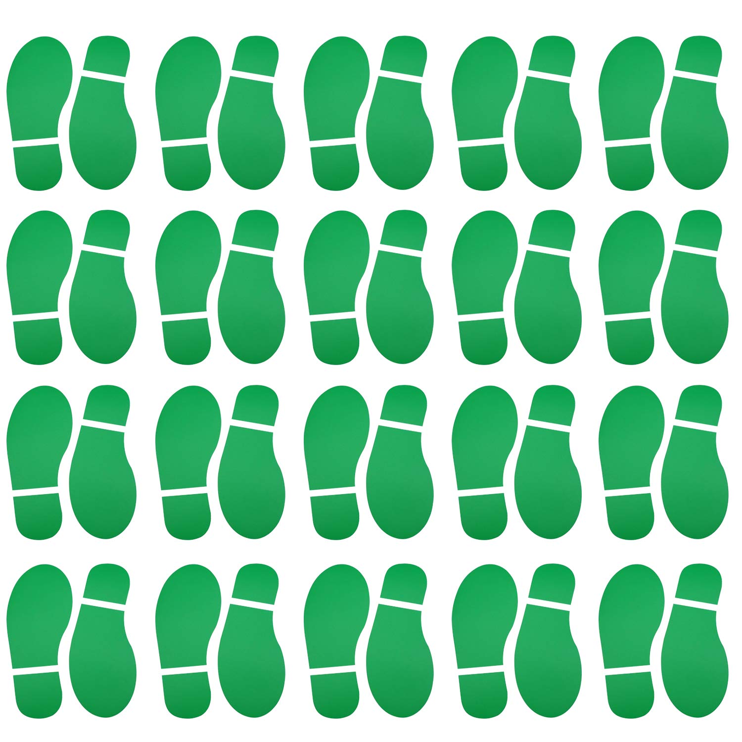40-Piece Green Kids Footprint Stickers - Non-Slip Floor & Wall Decals for Stairs, Direction Guides - Perfect for St. Patrick's Day Decor & Child Safety (20 Pairs)
