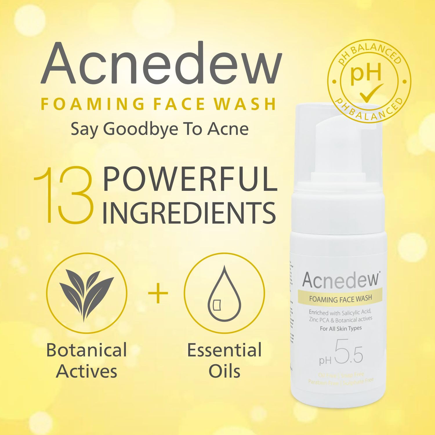Acnedew Salicylic Acid 1.2% & Tea Tree Oil Foaming Face Wash - Oil Free, Paraben Free & Soap Free Anti Acne Cleanser (100ml, Pack of 2) | Gentle Daily Face Wash for Oily & Acne-Prone Skin | Perfect for Teens & Adults