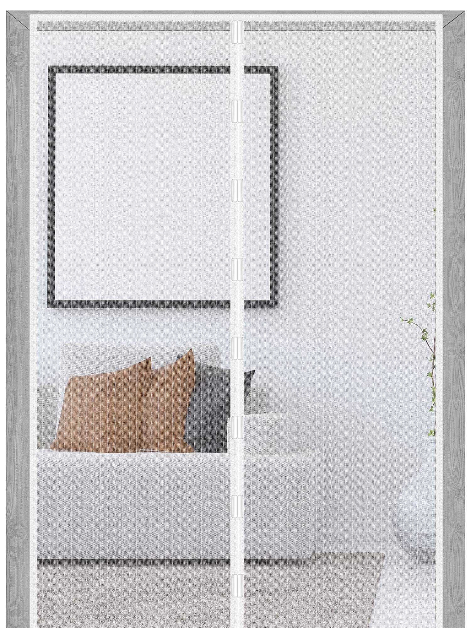 Heavy Duty Magnetic Screen Door Curtain - 39 x 83 Inch White Mesh Mosquito Net with Strong Magnets for Balcony, Living Room & Patio Doors | Keep Bugs Out While Enjoying Fresh Air