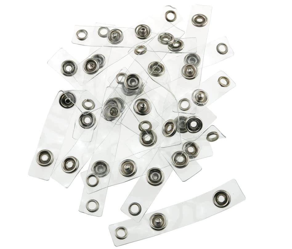 50pcs Clear ID Badge Holder with Snap & Eyelet - Durable Plastic Badge Strap, Vinyl Badge Clip & Transparent Name Card Cord - Perfect for Office, School, Events & Conferences