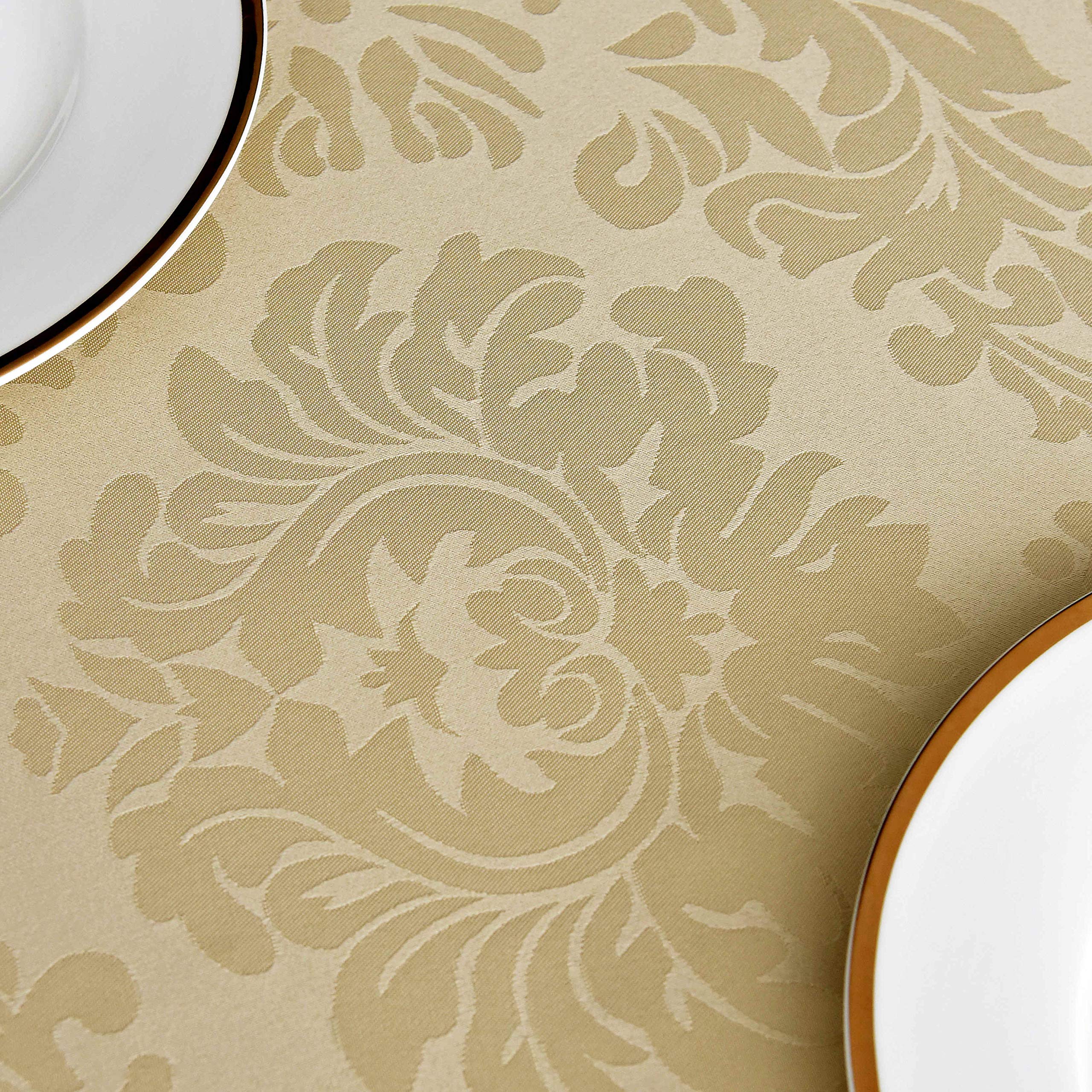 Premium Jacquard Tablecloth - Spillproof & Wrinkle-Free Heavyweight Damask Design Table Cover (60