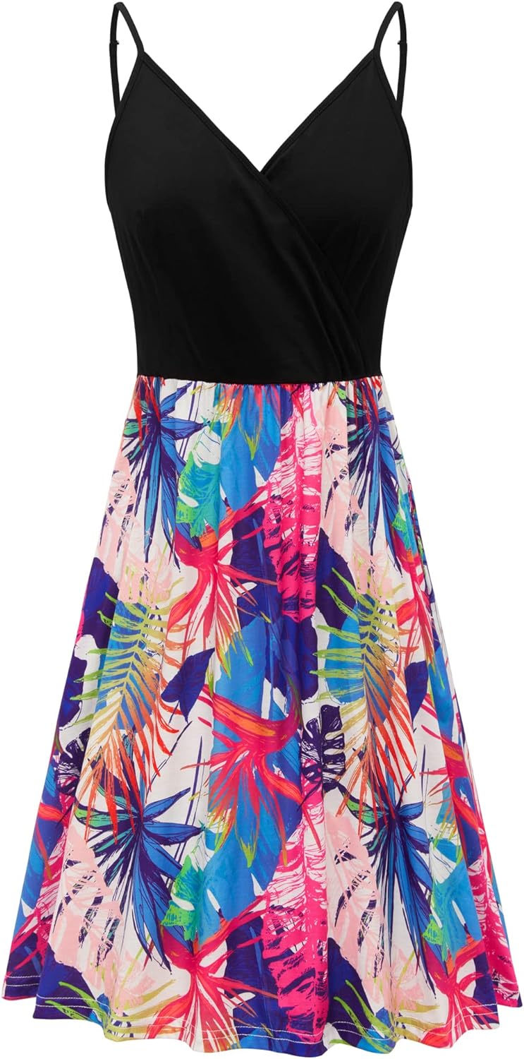 Elegant V-Neck Spaghetti Strap Casual Dress with Pockets - Perfect for Summer Outings, Beach Vacations & Date Nights