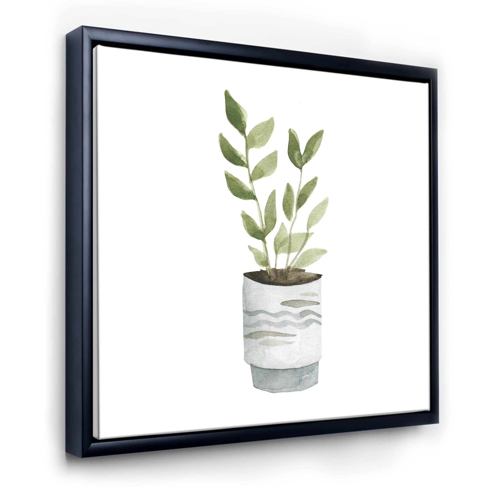 DesignQ Indoor Green Home House Plants II - Traditional Framed Canvas Wall Art Print for Living Room, Bedroom & Office Decor | Nature Inspired Botanical Wall Decor