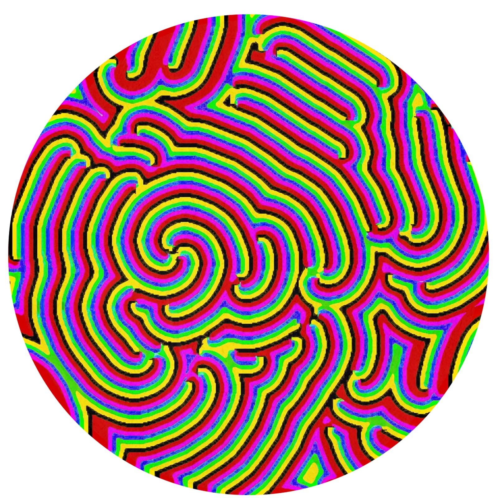 40 Inch Colorful Striped Round Rug - Non-Slip Durable Circular Carpet for Living Room, Bedroom & Dorm Decor - Trippy Rainbow Design in Vibrant Red - Perfect for Bohemian Style Homes, Meditation Spaces & Psychedelic Room Themes
