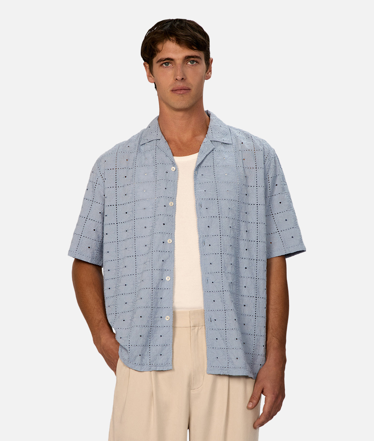 Franklin Short Sleeve Shirt for Men - Classic Cornflower Blue Casual Button Down Shirt | Perfect for Office, Summer Outfits & Casual Wear