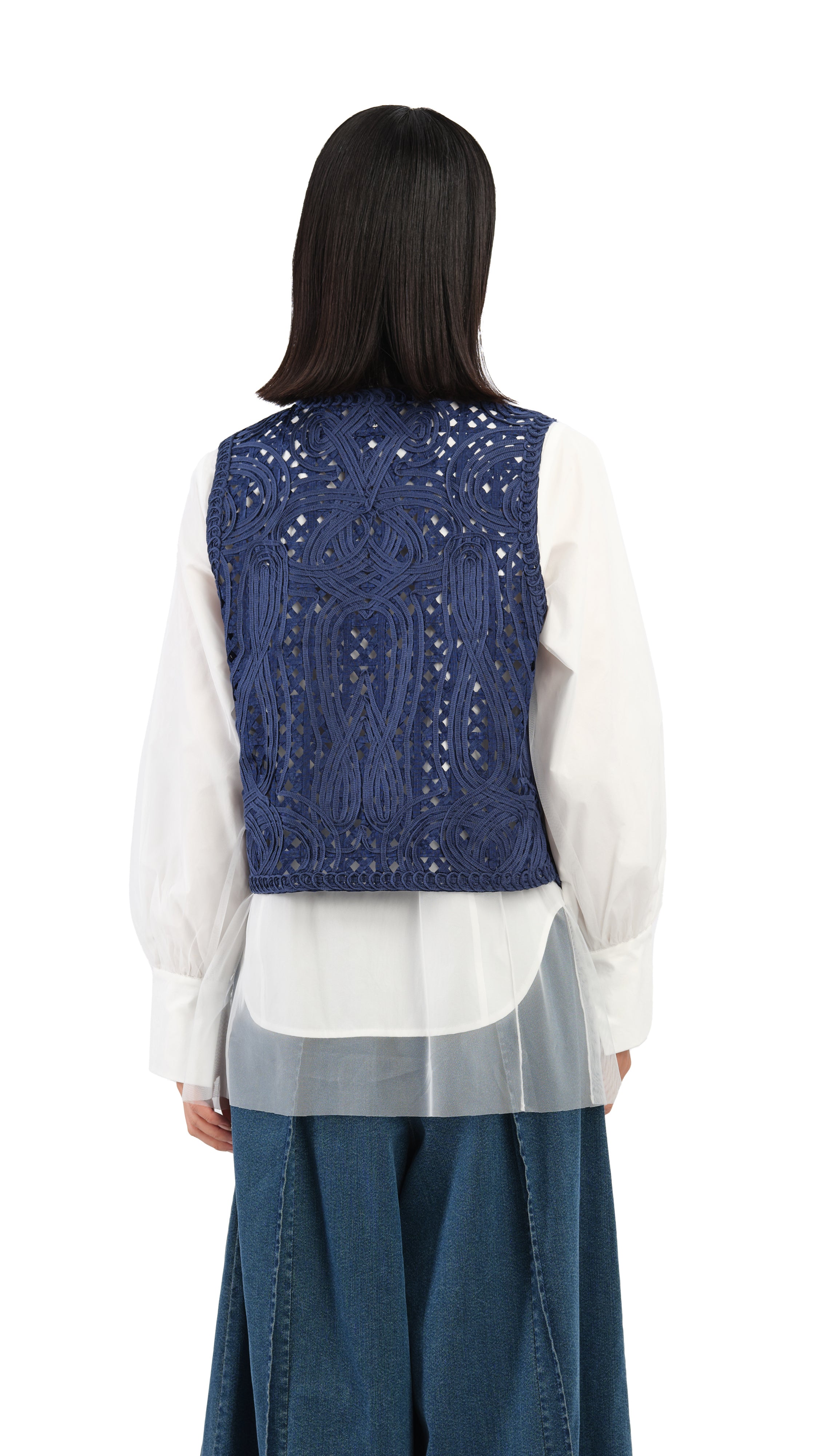 Indigo Cord Embroidery Vest for Women - Stylish Denim Jacket with Handmade Embroidery Details | Perfect for Casual Outfits, Boho Fashion & Festival Wear
