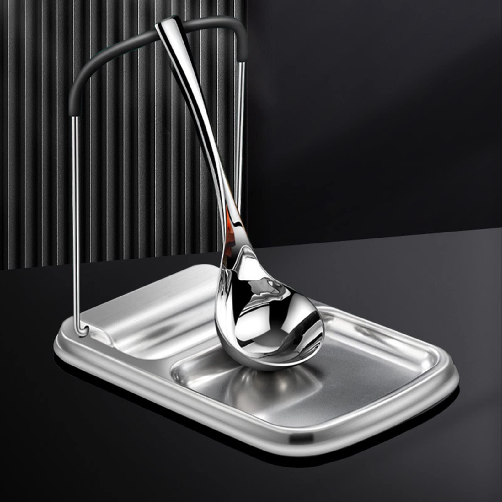 Stainless Steel Pot Lid Holder & Kitchen Utensil Organizer - Heat-Resistant Countertop Rack with Tray for Spoons, Ladles & Cooking Tools - Perfect for Small Kitchens & Space-Saving Storage
