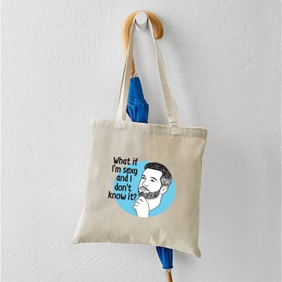 Sexy And I Don't Know It Natural Canvas Tote Bag - Eco-Friendly Reusable Shopping Bag for Groceries, Beach Trips & Daily Use