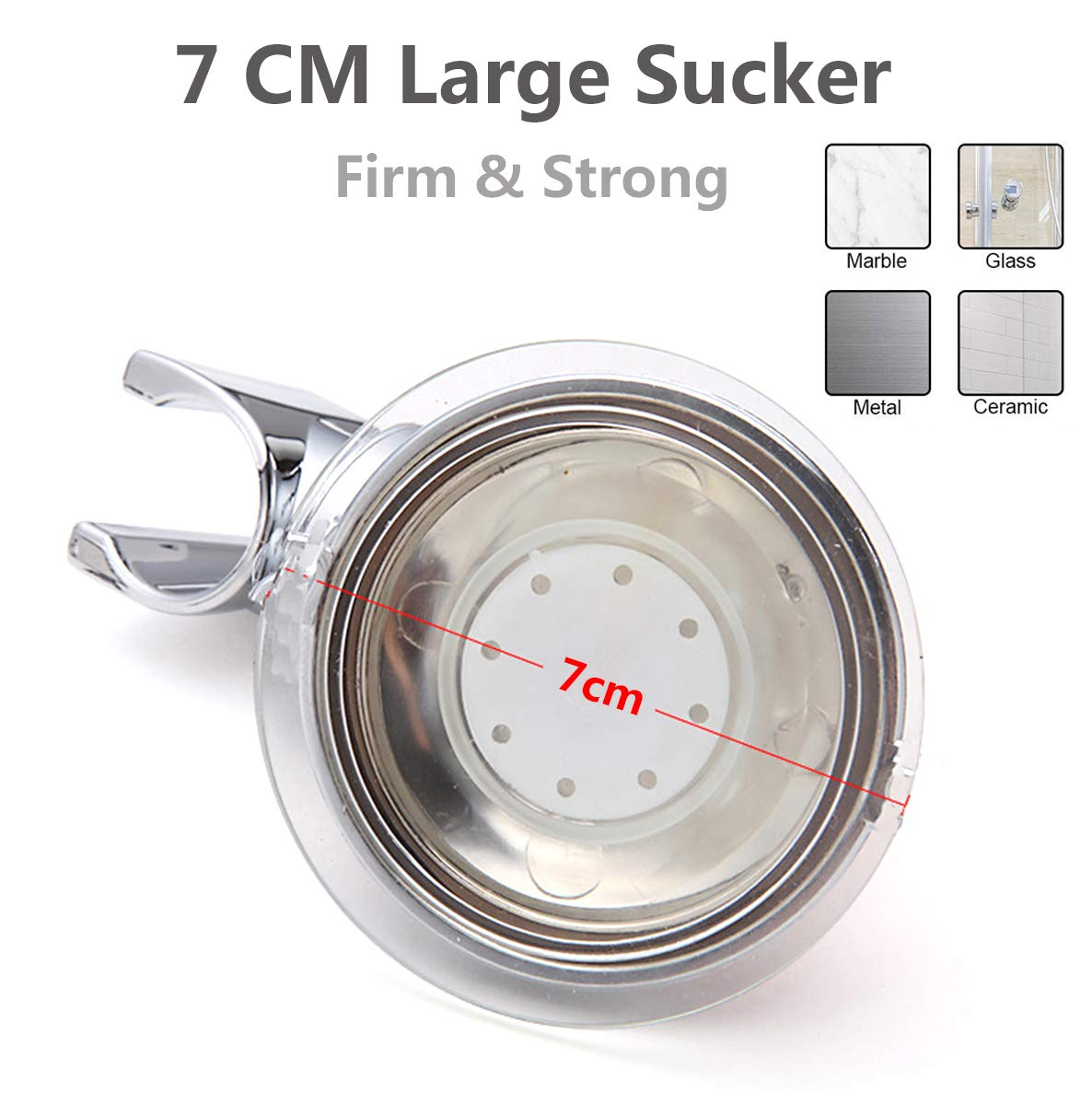 Adjustable Shower Head Holder with 360° Rotation & Vacuum Suction Cup - Removable Wall Mount Bracket for Bathroom (Silver) - Perfect for Handheld Showerheads, Spa & Relaxation