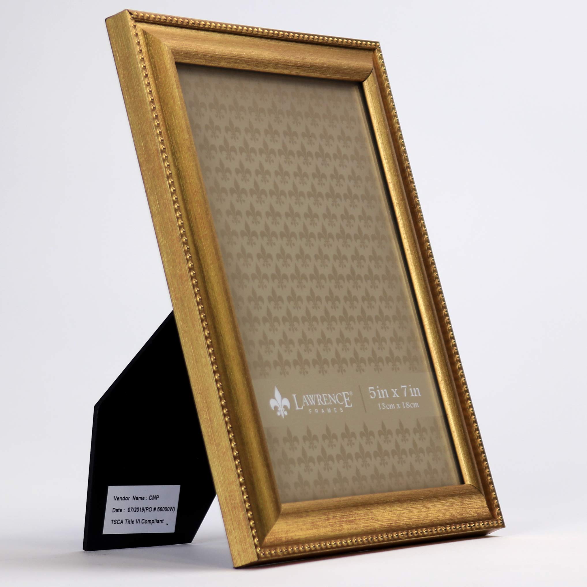 Lawrence Frames Classic Bead Picture Frame 5x7 Inch - Elegant Gold Photo Frame for Wall or Tabletop Display - Perfect for Family Photos, Wedding Pictures, and Home Decor