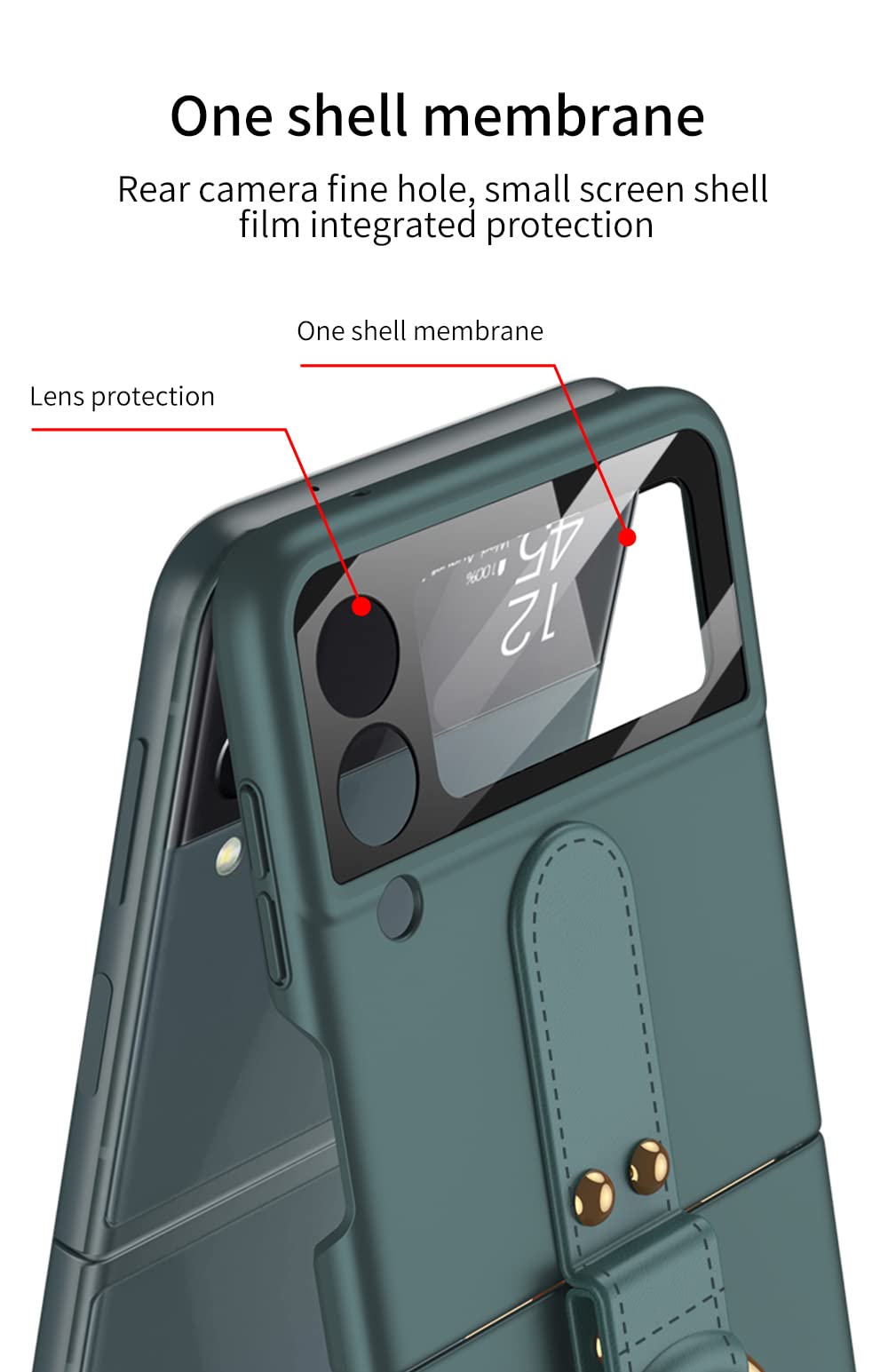 SHIEID Ultra-Thin Protective Case with Ring Holder for Samsung Galaxy Z Flip 3 5G - Slim Folding Screen Cover, Quick Mini Backpack Conversion - Perfect for Daily Use, Travel & Hands-Free Convenience (Green)