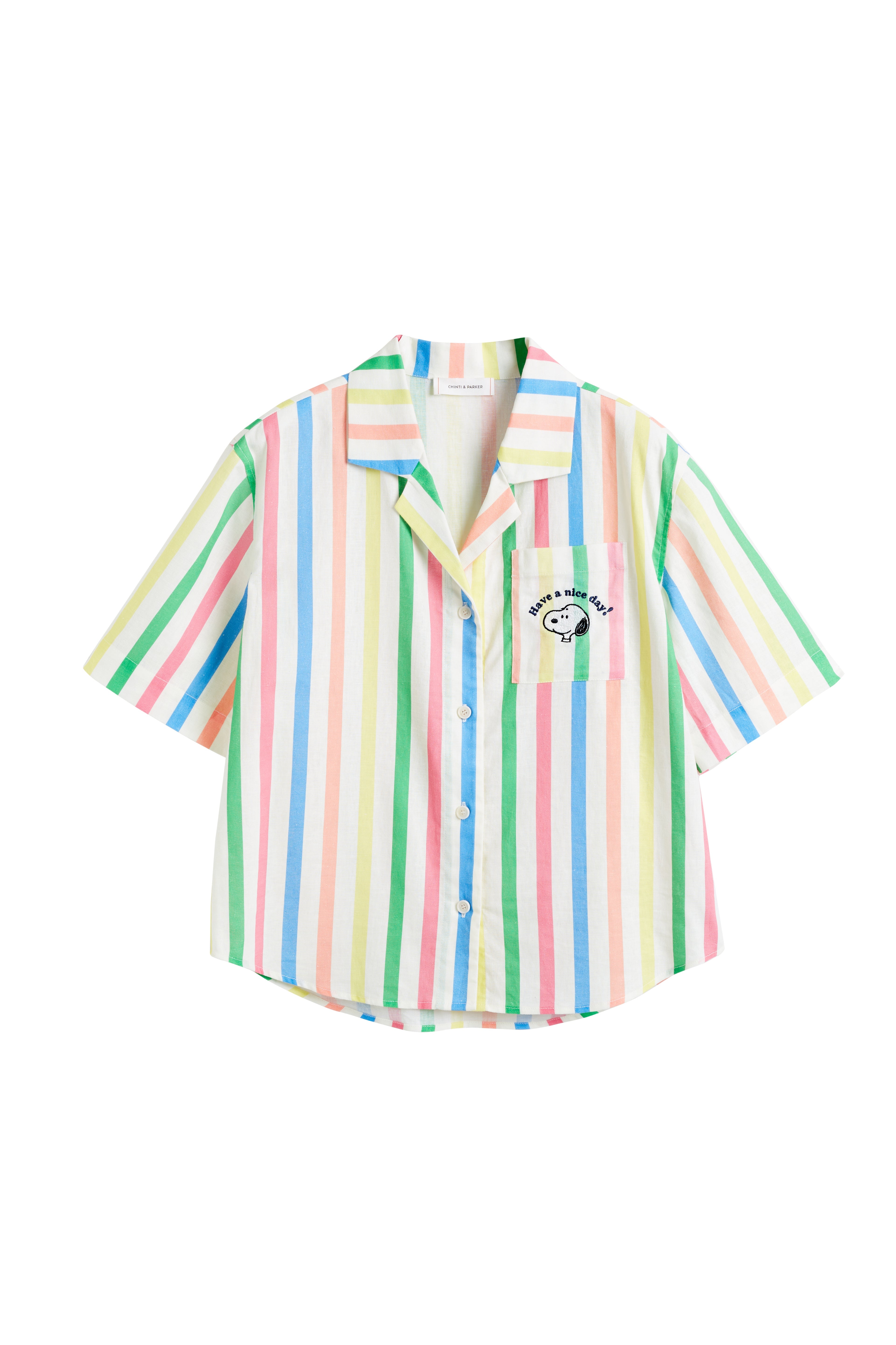 Stylish Snoopy Striped Shirt for Men & Women - 100% Cotton Linen Blend Casual Top - Perfect for Summer Outfits, Beach Vacations, and Everyday Wear