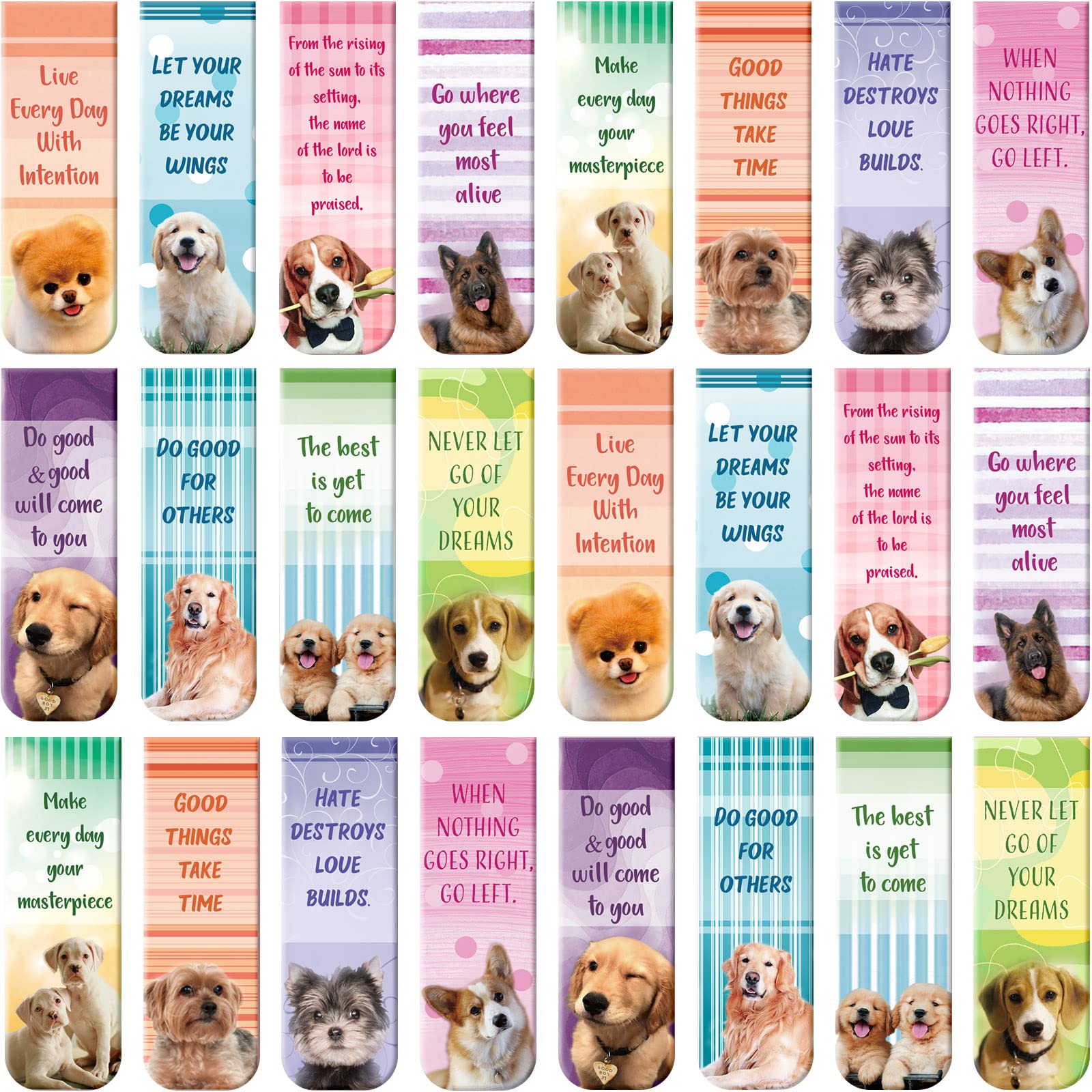24-Piece Christian Magnetic Bookmarks Set - Inspirational Puppy Design, Perfect for Bible Study, Church Gifts & Teacher Supplies - Ideal for Reading, Note-Taking & Scripture Marking
