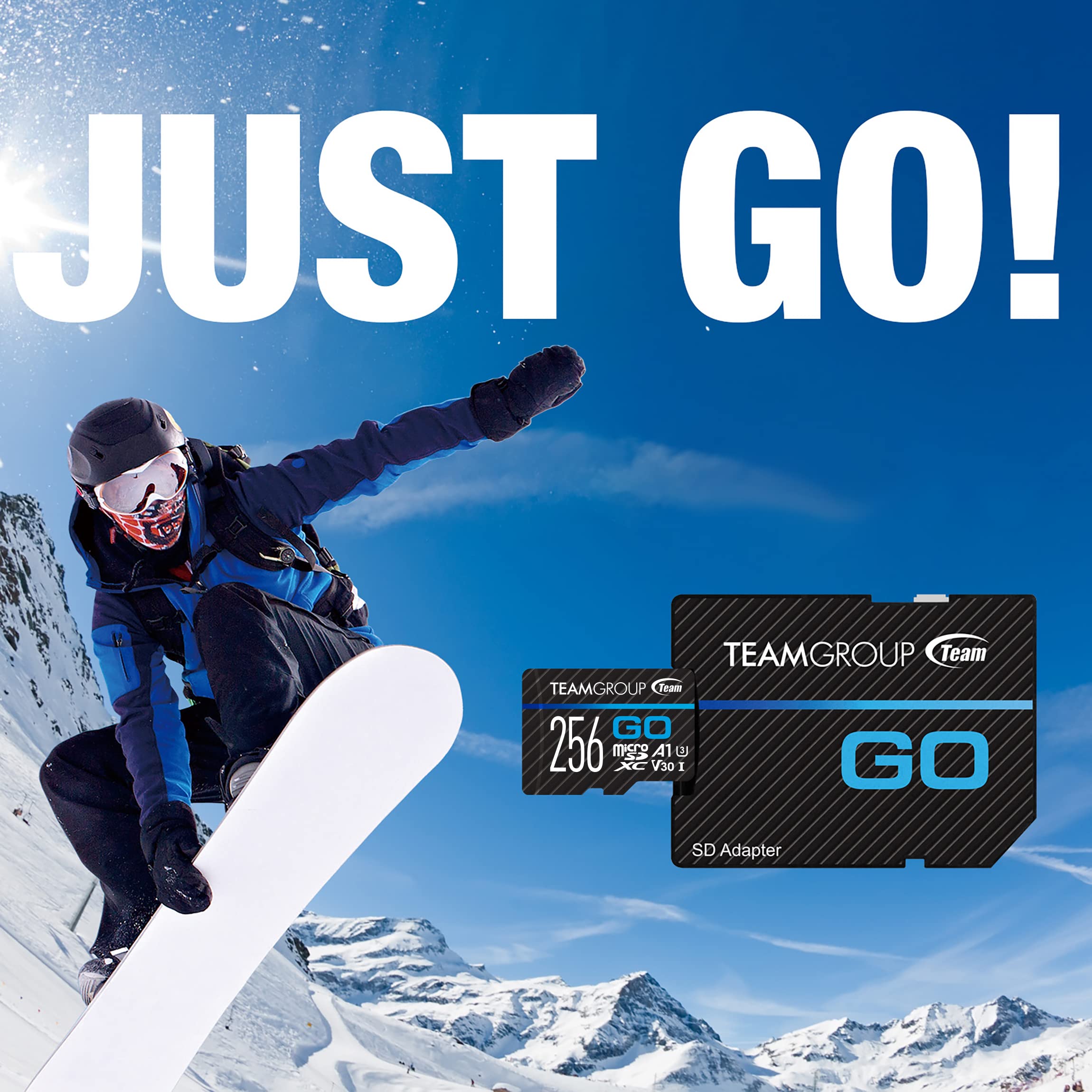 1TB Micro SDXC UHS-I U3 V30 Memory Card - High Speed 4K Video Recording for GoPro, Drone, Action Camera, Nintendo Switch - Waterproof, Shockproof for Outdoor Sports & Adventure Photography - Includes SD Adapter (TEAMGROUP GO Card TGUSDX1TU303)