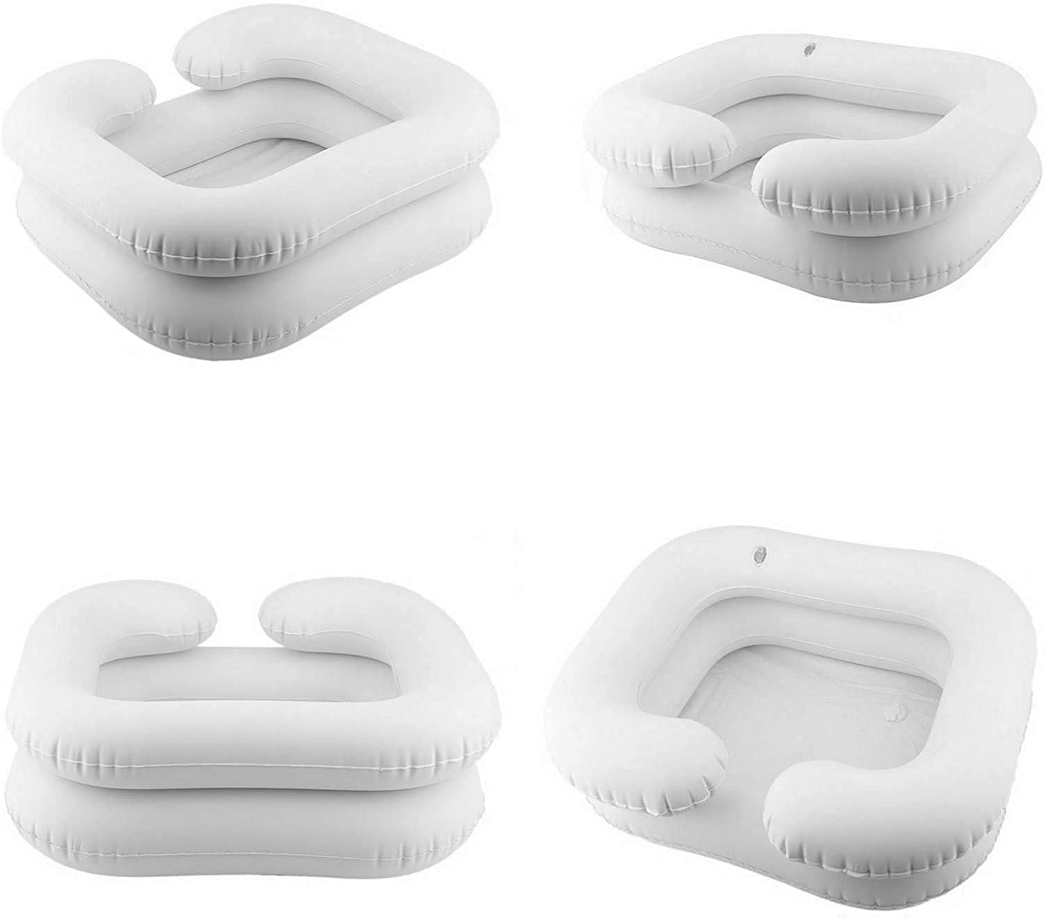 Portable Inflatable Hair Washing Basin for Bedridden Patients - Lightweight Shampoo Bowl for Elderly & Disabled Care - Home Healthcare & Hospital Use (A-White)