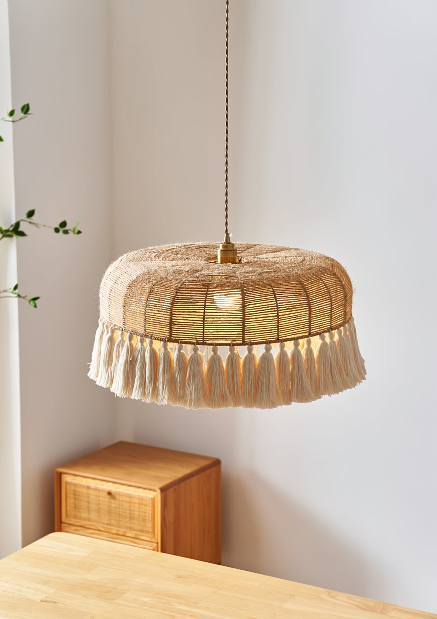 Handwoven Jute Pendant Light - Natural Boho Hanging Lamp for Living Room, Bedroom, Kitchen & Dining Room Decoration