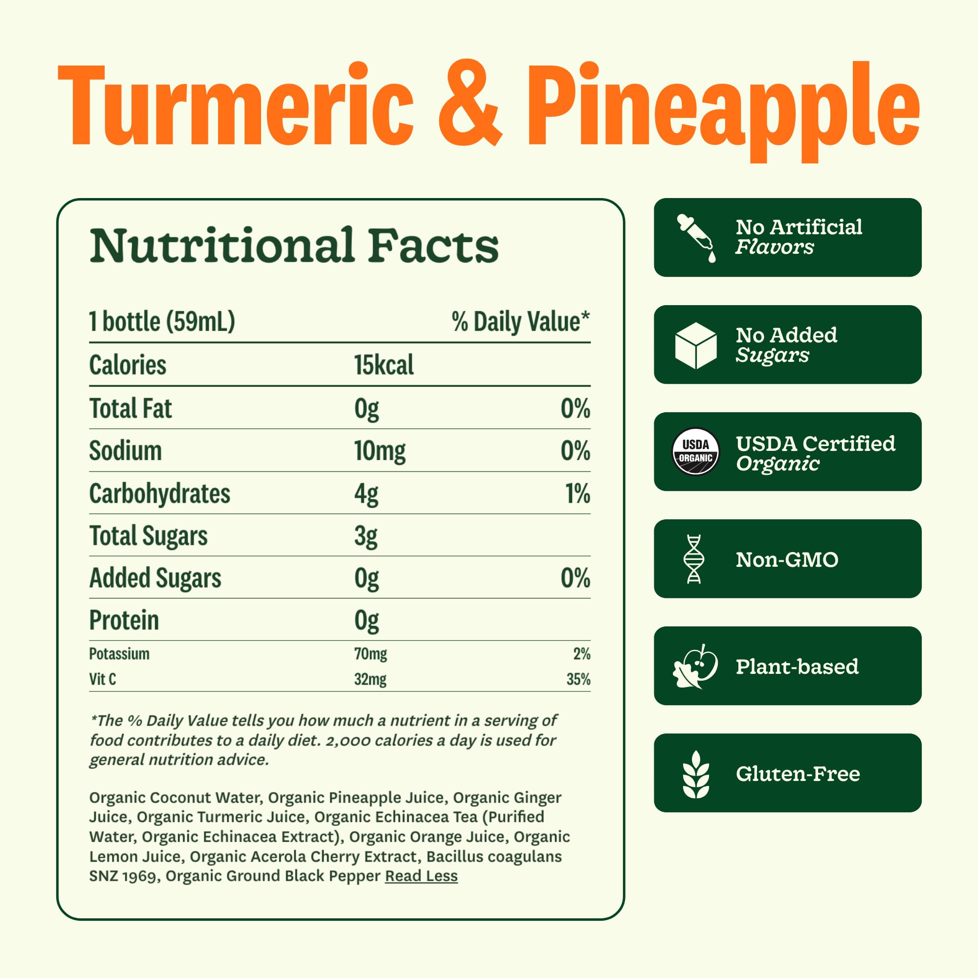 Organic Immunity Defense Shot with Turmeric & Ginger (20 Pack) | Cold-Pressed Juice with Live Probiotics | Plant-Based, Gluten-Free Immune Support | Perfect for Travel, Workouts & Daily Wellness Boost