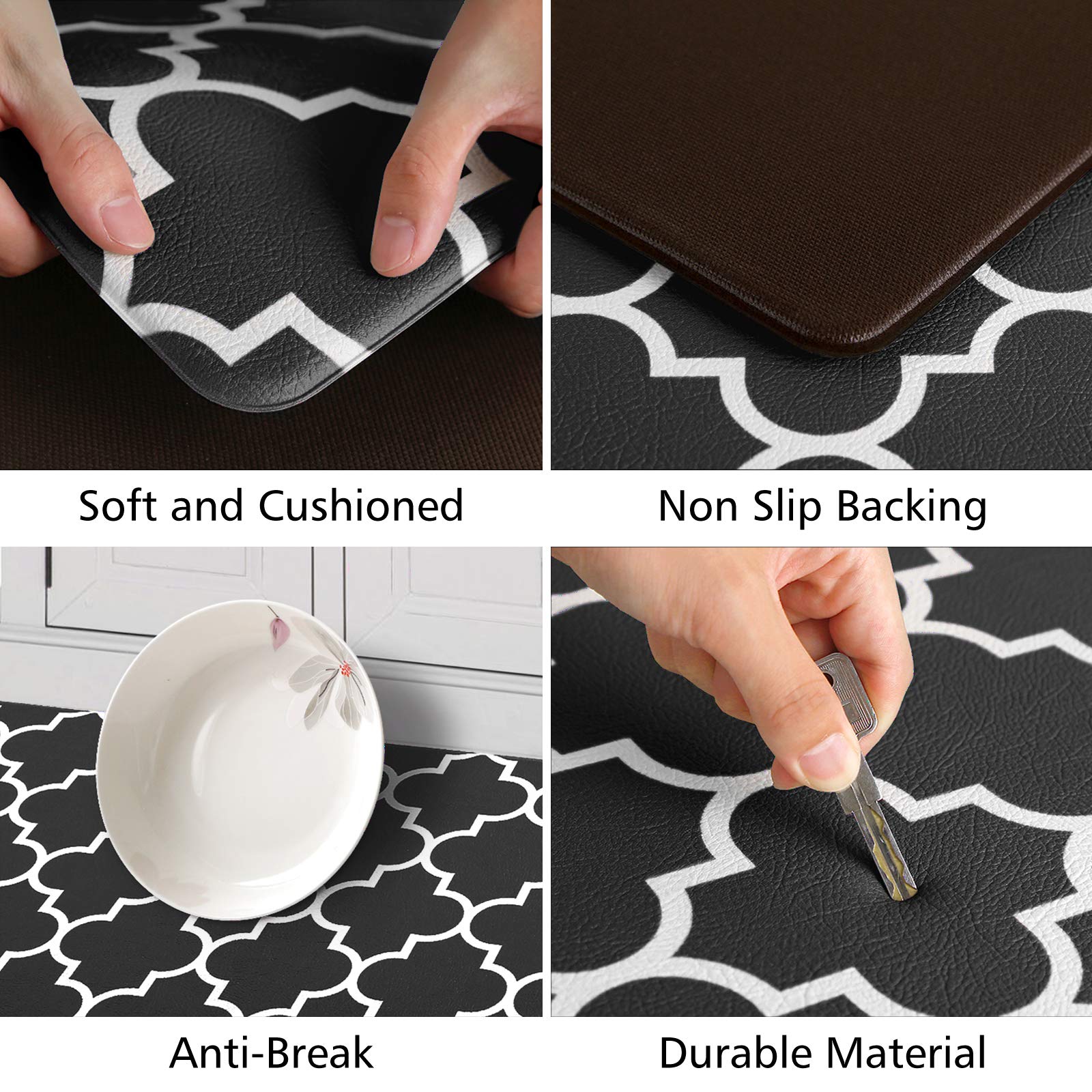 **KMAT Anti-Fatigue Kitchen Floor Mat [2-Pack] - Cushioned, Waterproof, Non-Slip PVC Standing Mat for Comfort in Kitchen, Office, Laundry & Sink Areas - Perfect for Long Hours of Cooking, Dishwashing & Standing Work (Black)**