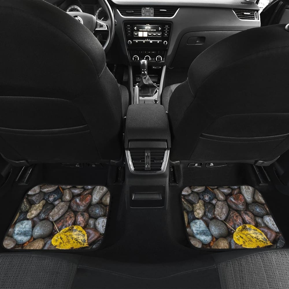 Premium Car Floor Mats with Autumn Leaf & Rock Design - Non-Slip, Durable All-Weather Protection for Sedans, SUVs & Trucks - Perfect Gift for Car Enthusiasts & Nature Lovers