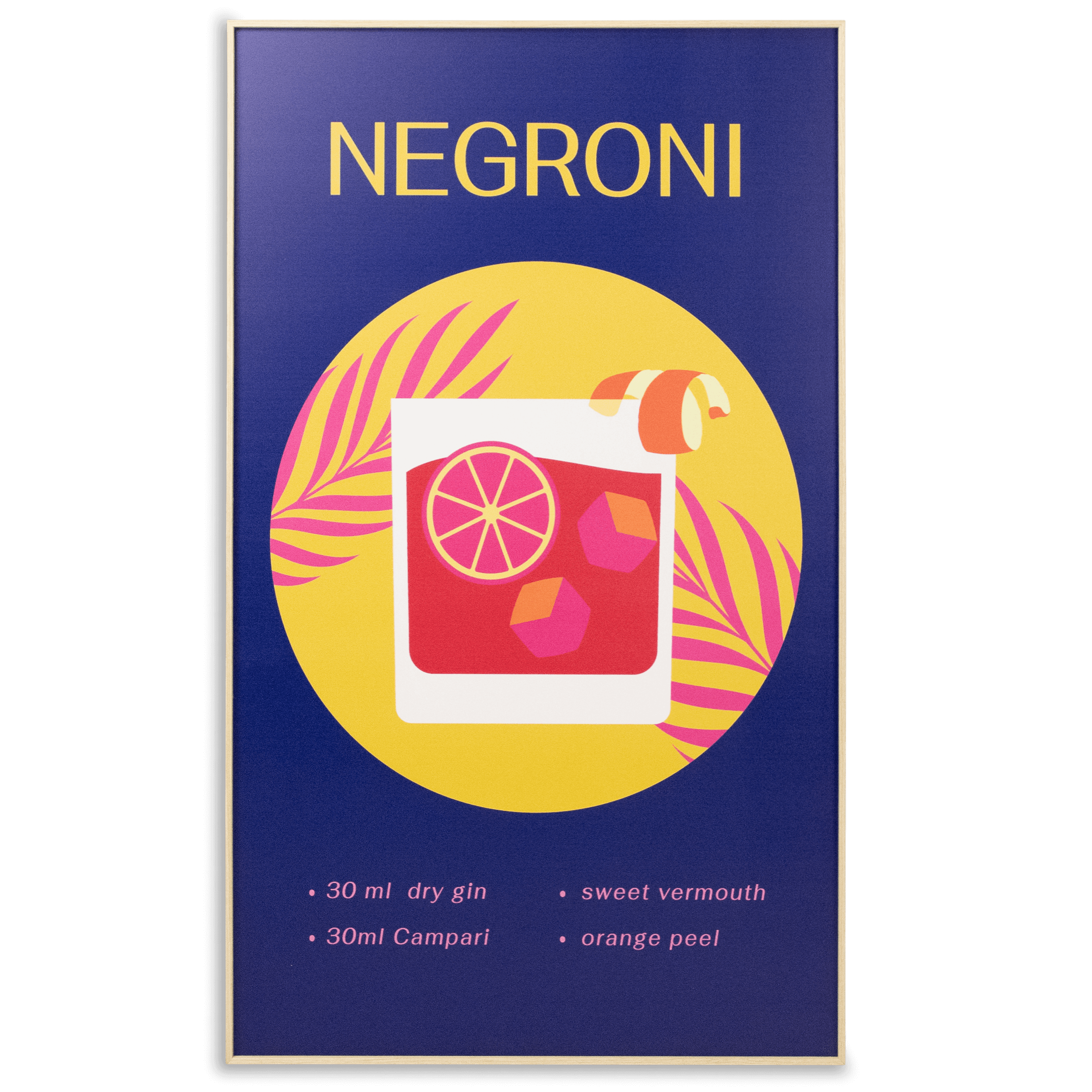 Negroni 60x100cm UV-Resistant Outdoor Wall Art with Beech Wood & Aluminum Frame - Perfect for Patio, Garden & Backyard Decor
