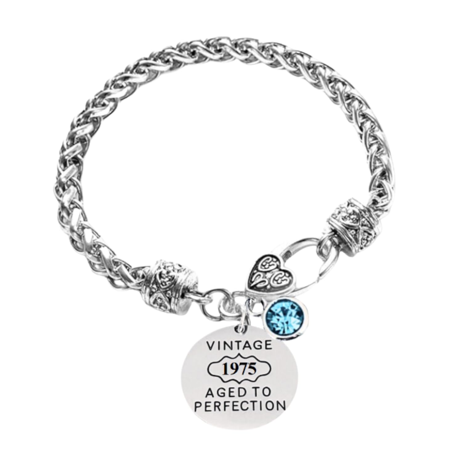 50th Birthday Charm Bracelet with Genuine Birthstone – Vintage 1975 Inspired Jewelry for Women | Perfect 50th Birthday Gift for Her | Anniversary, Mother's Day & Special Occasion Present