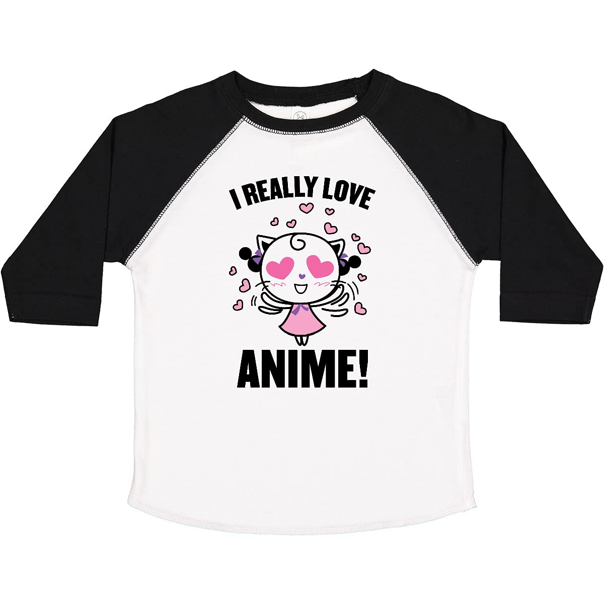 Inktastic I Really Love Anime with Cute Anime Cat and Hearts Toddler T-Shirt | Kawaii Anime Lover Kids Tee | Perfect for Cosplay, Birthday Gifts & Anime Conventions