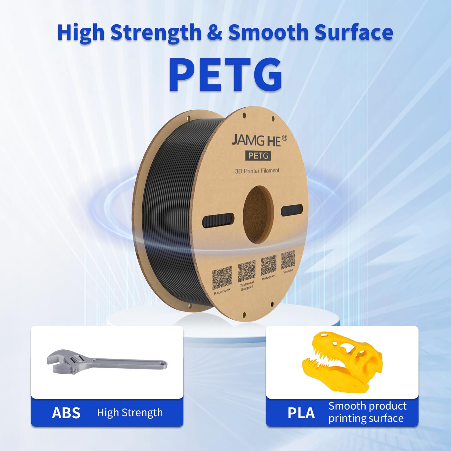 Premium PETG Filament 1.75mm 1KG Spool for 3D Printers - High Precision +/-0.02mm, 10-Pack Black - Ideal for Functional Prototypes, Cosplay Props & DIY Projects
