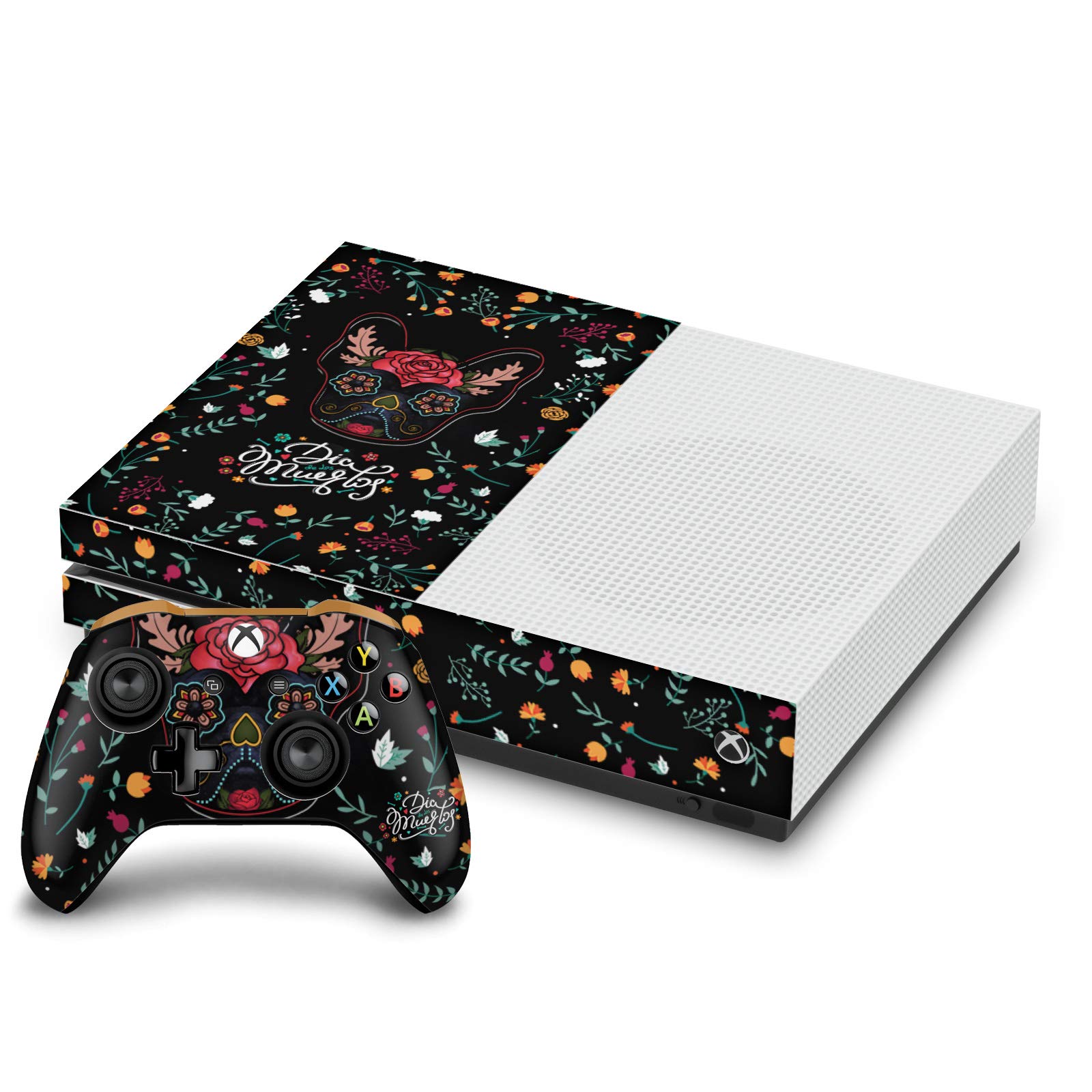 Official Head Case Designs Klaudia Senator Day of the Dead French Bulldog Matte Vinyl Skin Gaming Sticker - Compatible with Xbox One S Console & Controller Bundle - Perfect for Gaming Setups & Customization