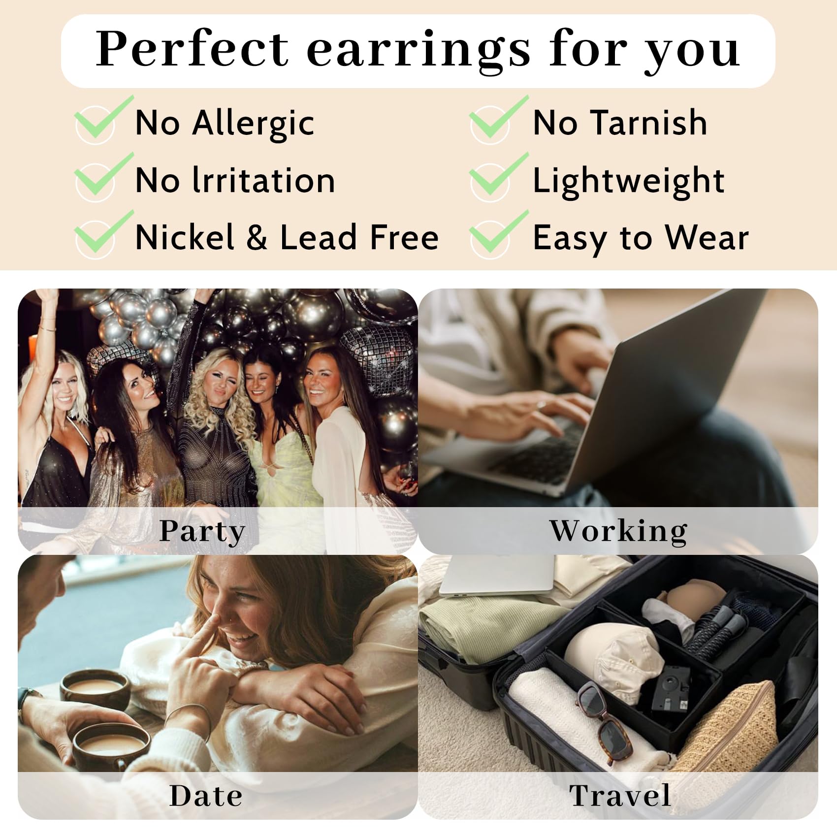 PABBEU Sterling Silver Hoop Earrings for Women - 14K Gold Plated Oval Mobius Hoops, Lightweight Hypoallergenic Fashion Jewelry | Perfect for Everyday Wear, Parties & Gifts